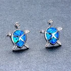 2021 для женщин Серьги Симпатичные Черепаха синего цвета имитация огненный опал серьги гвоздики для женщин аксессуары в богемном стиле яркие ювелирные изделия, ювелирные изделия, подарки