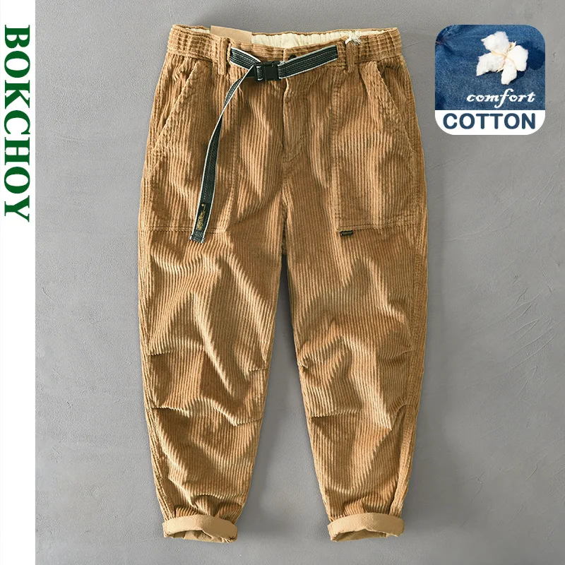 

Winter New Men Pants Pure Cotton Corduroy Solid Color Casual Long Thick Flannel Trouser GML04-Z326
