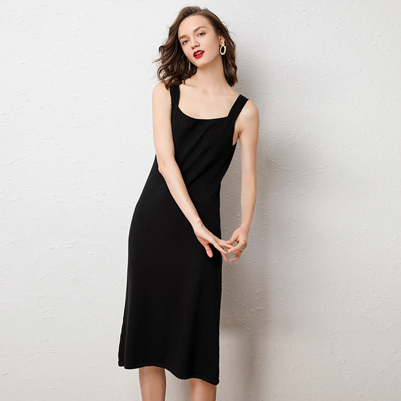 Женское длинное трикотажное платье на бретельках ALKMENE облегающее свитер