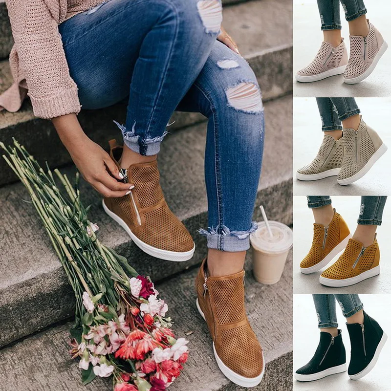 Женская Повседневная обувь из Oeak кожи; scarpe donna; обувь на молнии сбоку; zapatos mujer; коллекция года; кроссовки; женская обувь на плоской подошве
