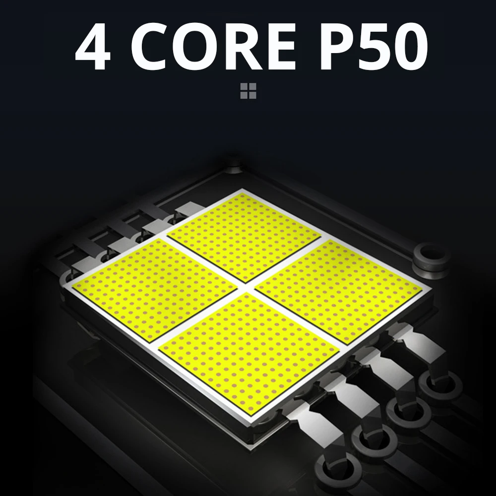 

Brightest 4 Core XHP50 LED Flashlight Tactical Portable Zoomable Torch USB Rechargeable Flashlight Waterproof Torch Hand Light