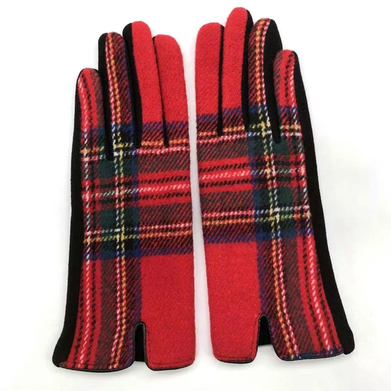 

Новые шерстяные симметричные клетчатые модные теплые перчатки, женские перчатки для верховой езды с защитой от холода