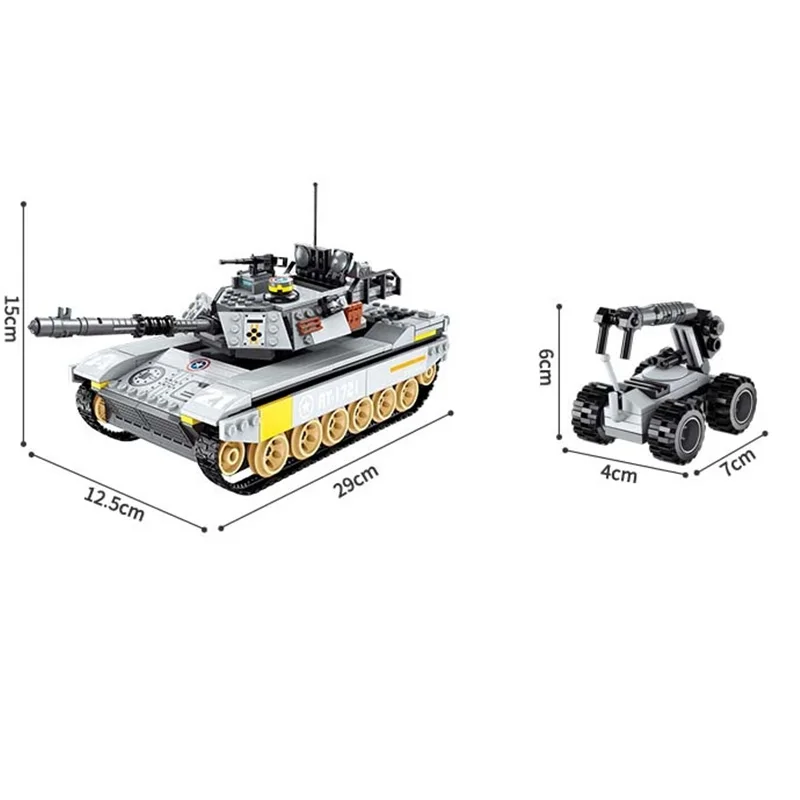 

Enlighten Building Block Military Battle Sea Force Overload Tank 5 Figures 482pcs Educational Bricks Toy Boy birthday Gift