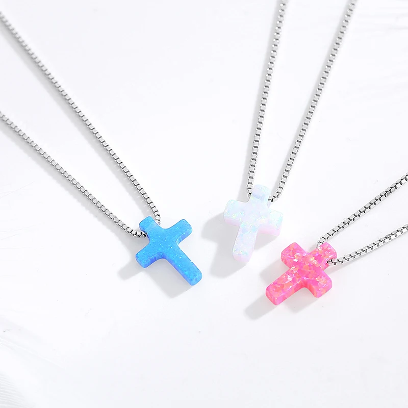 Женское Ожерелье с опаловым крестом KALETINE ожерелье из настоящего серебра 925 пробы