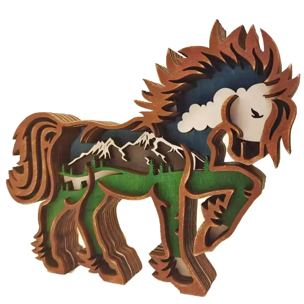 

3D деревянная поделка, статуэтка модели, домашнее рождественское украшение, милое животное, украшение стола