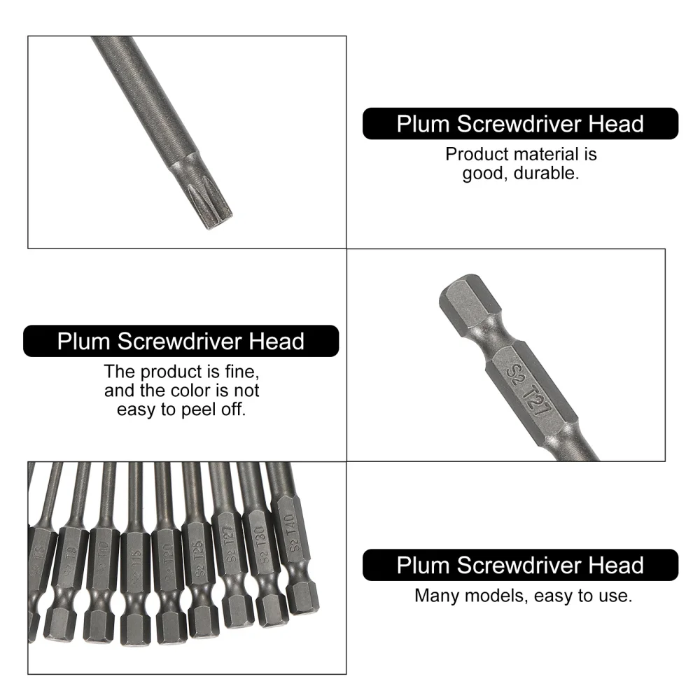 

1 Set of 11pcs Screwdriver Bits 50-75-100mm Lengthened Hex Screwdriver Head Kit