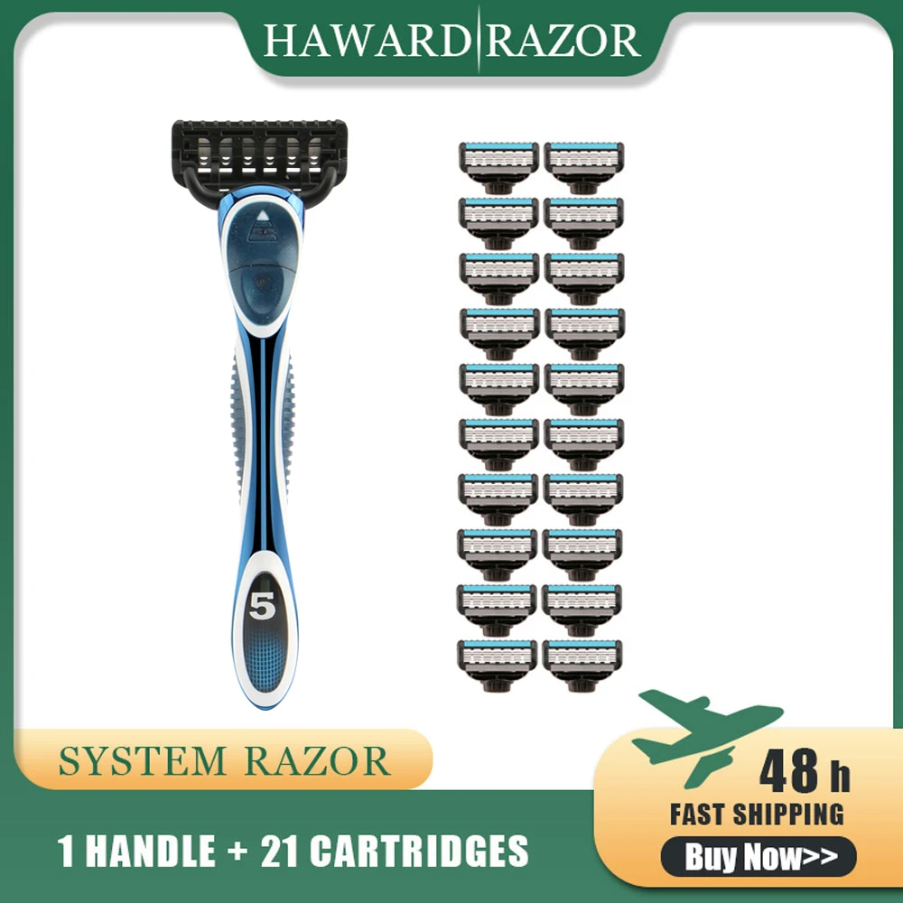 HAWARD ручная Бритва для мужчин с регулируемой головкой бритвы 1 и 16/20 картриджи 5