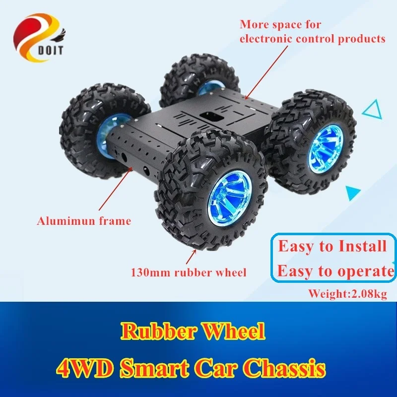 DOIT C3 4WD умный робот автомобиль с алюминиевым сплавом 4 DC 12V мотор 130 мм резиновое