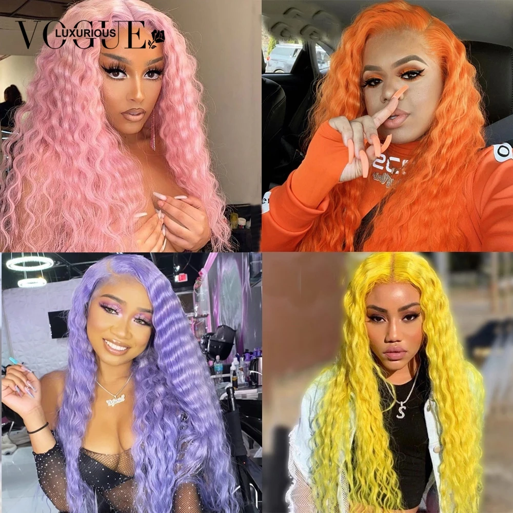 

180 плотность, глубокая волна, кружевной передний парик, бразильские, Remy, предварительно выщипанные, прозрачные кружевные парики, оранжевый, ...