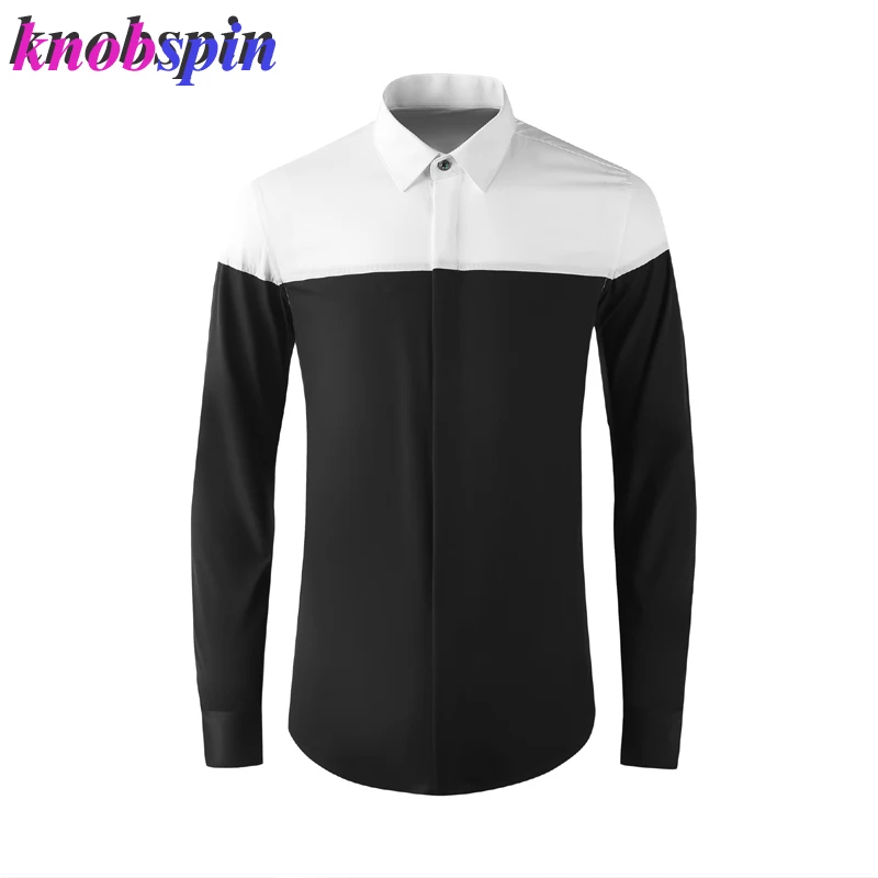 

Luxury Patchwork Shirt Men Casual Slim Long Sleeve Chemise homme Plus Size 3XL 4XL Cotton Shirts For Men Business male Clothing