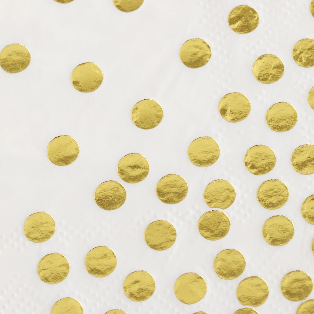 20 шт./лот Золотая фольга в горошек салфетки столовая посуда бумага для дома