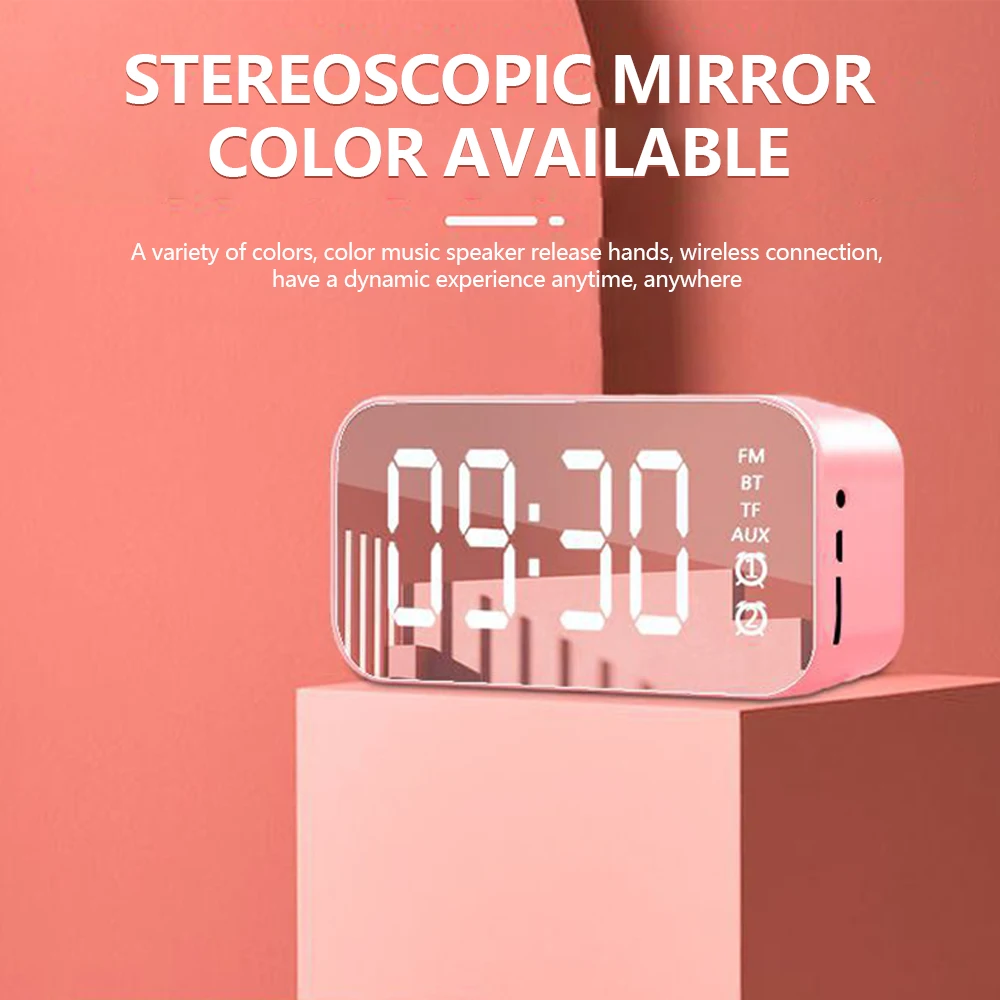 

Alarm Clock Mirror Digital LED Night Light Wall Lamp Support Bluetooth/TF card/AUX Playback Music Multifunctional Alarm Clock
