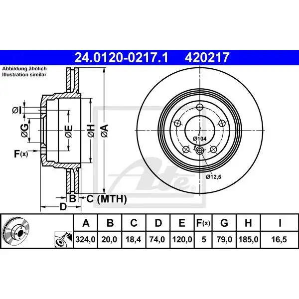 Диск тормозной задн BMW: 7 730 i Li 01 ATE 24.0120-0217.1 | Автомобили и мотоциклы