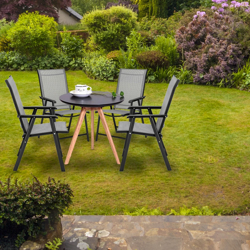 

BUYTOO 4pcs Outdoor Teslin Folding Chair Gray