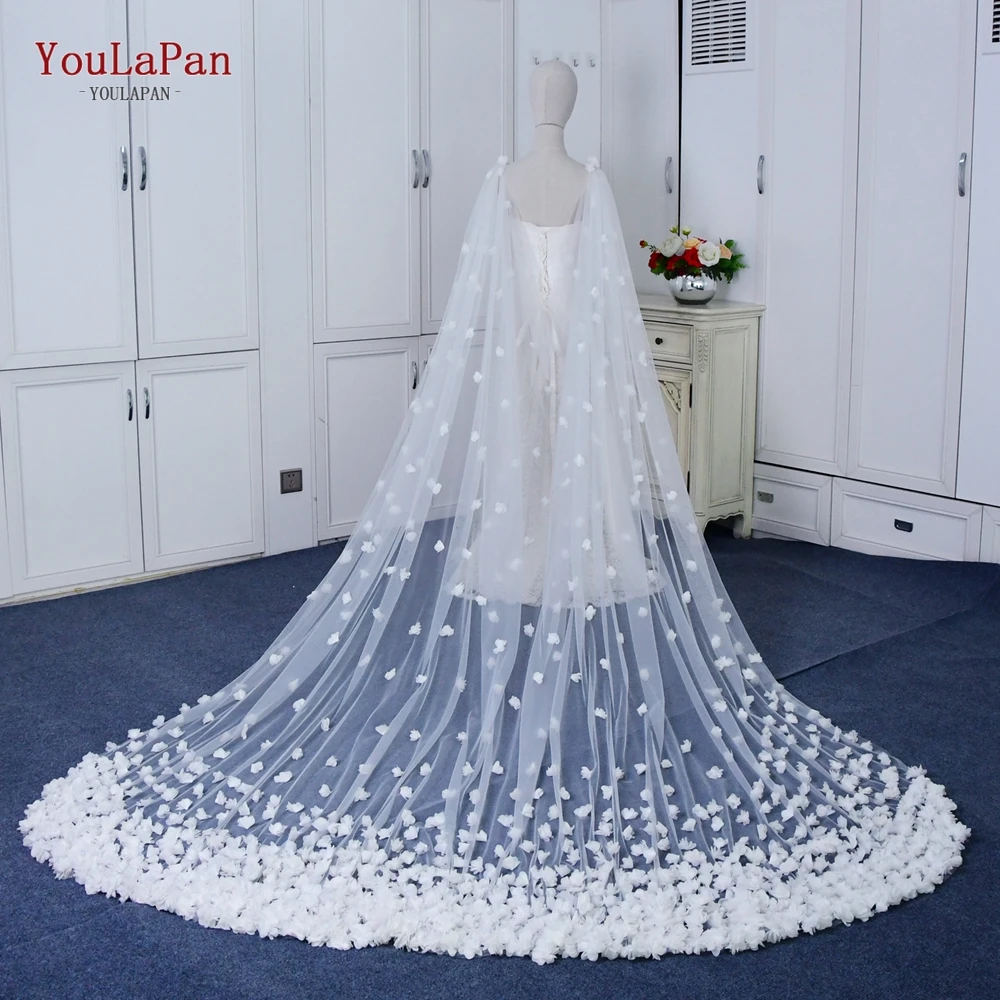 

YouLaPan G44 Flower Bridal Jacket Long Shrugs Outerwear Cloak for Evening Dress Party Woman New Year's Wrap Girls Bolero