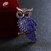 fashion blue rhinestone owl brooch for woman child party animal bird brooch gift