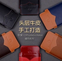 new luxury phone pouch sleeve for iphone xs max x xr 8 7 plus case genuine leather case for iphone 12 11 pro max mini protector