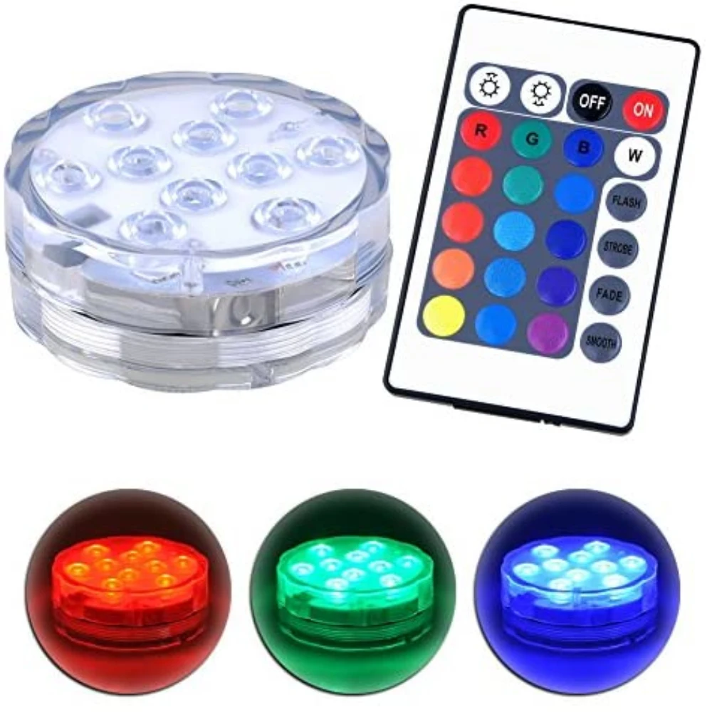 

Submersible LED Pool Light Remote Control Diving Light IP68 Electronic Waterproof Night Lamps Aquarium Party Wedding Fountain