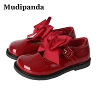 princess of girls bow flat leather shoes 2021 students ew restore ancient children mary jane shoes red leather single shoes baby