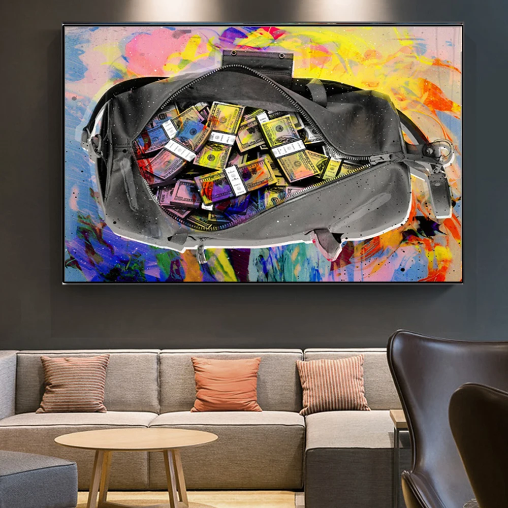 Граффити деньги холст картины доллар плакаты и принты абстрактная поп-арт