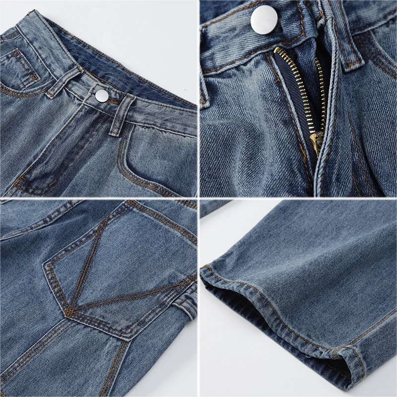 

Women's Jeans 2021 Spring Casual Streetwear Straight High Waist Femme Denim Trouser Vintage Versatile Baggy Wide Leg Pants