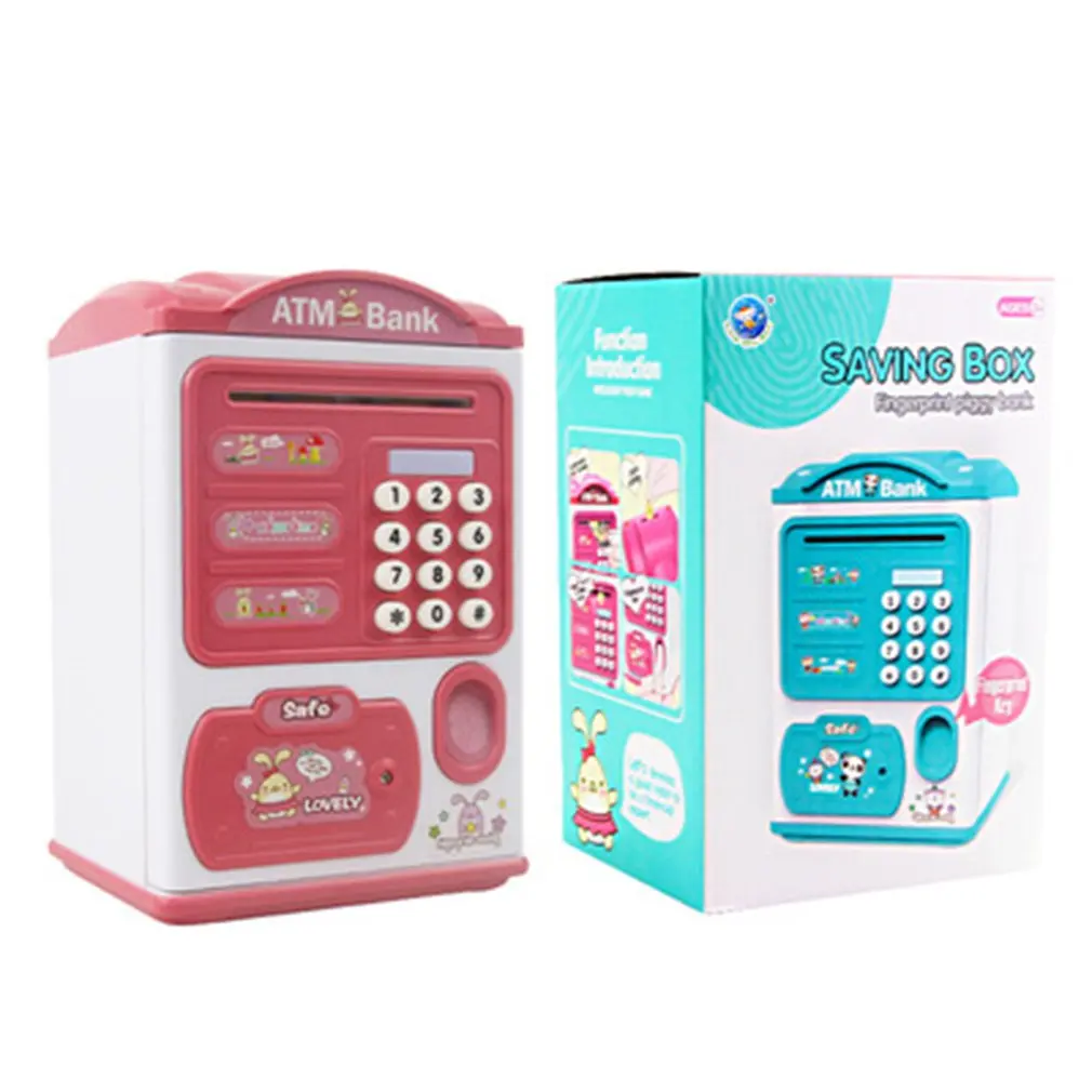 

Fingerprint Money Box ATM Password Save Electronic Piggy Banks For Paper Money Cartoon Child Piggy Bank Christmas Gift