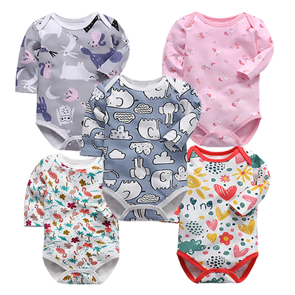 5 шт./компл. детские комбинезоны из хлопка, Roupas Menino новорожденных Одежда для девочек с длинными рукавами; комбинезоны для девочек Комбинезон infantis Комплекты одежды - Цвет: 7