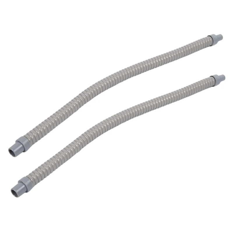 

2pcs Plastic Water Drain Pipe Hose 60cm Long for Air Conditioner Gray