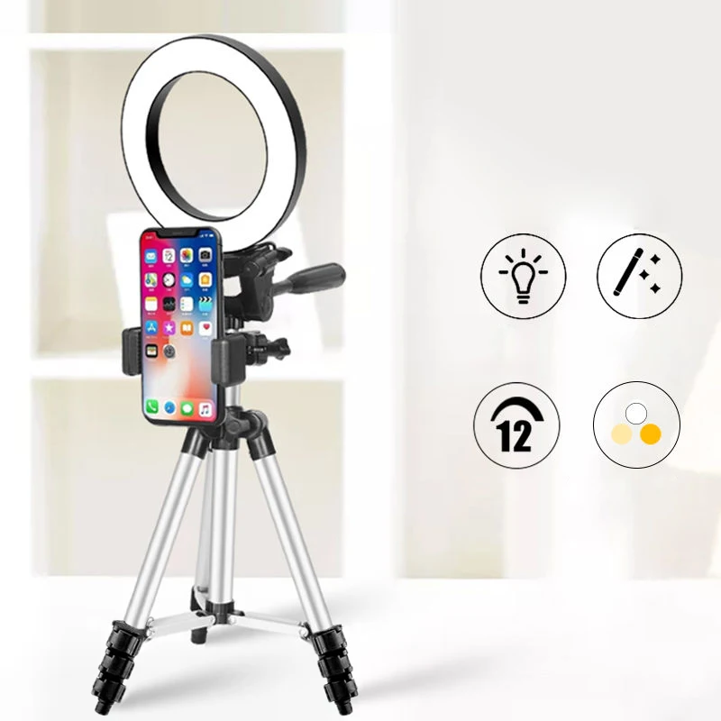 

26cm Selfie LED Ring Light Lamp with 43Inch Tripod Phone Stand Bluetooth remote for Youtube Studio Camera Video Live Photography