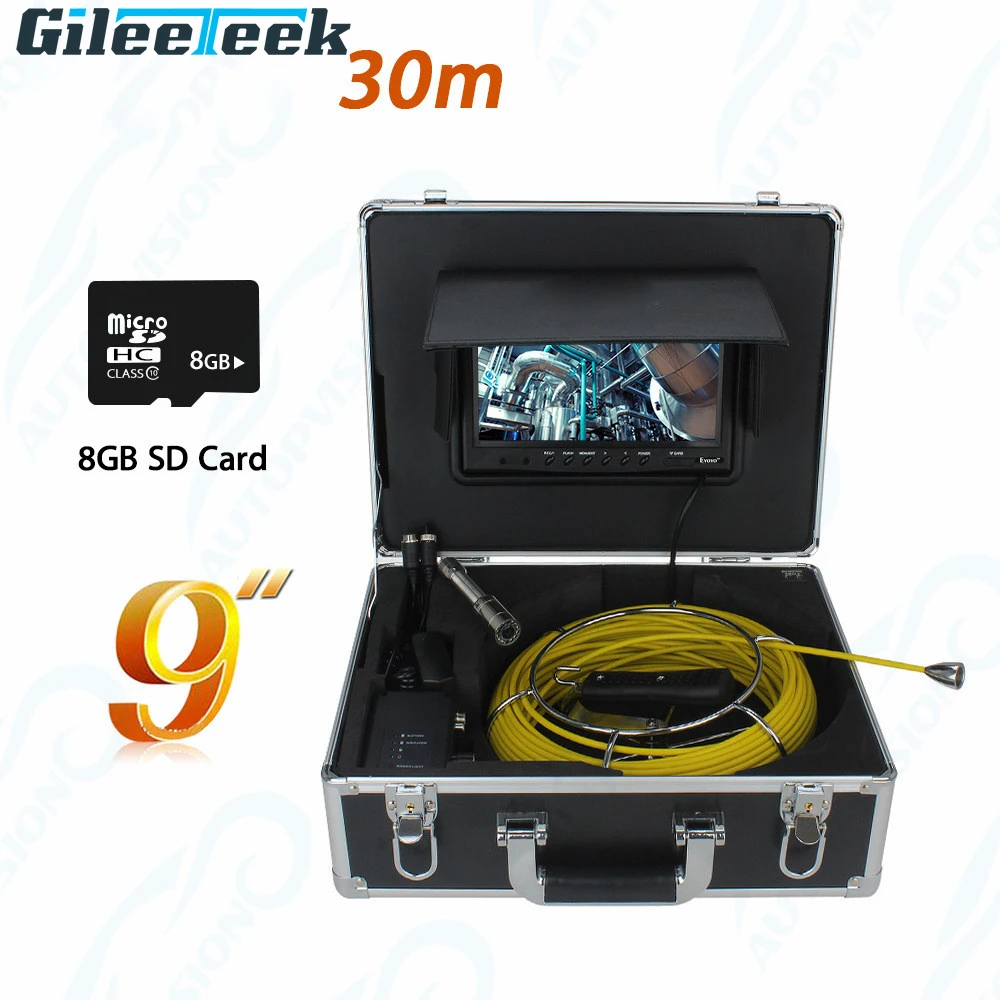 

WP90 Endoscope Pipeline Inspection Camera 9'' Lcd Monitor Drain Sewer Camera Industrial Pipe Snake Detection System Waterproof