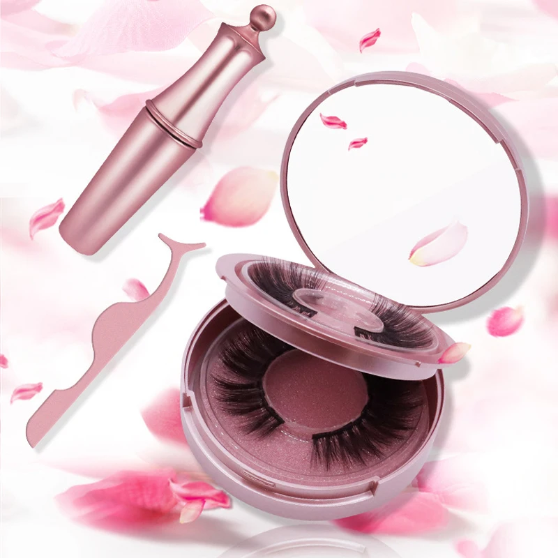 Набор Магнитных толстых искусственных норковых ресниц yiwio 2 пары с магнитными