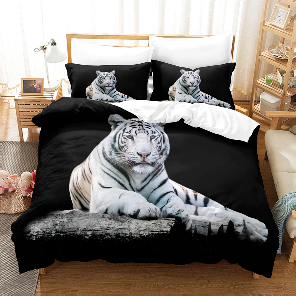 

Tigers Bedding Set 3D Design Animal Duvet Cover Sets Pillow Covers King Queen Single Twin Size Tiger Bed Linen Home Texitile