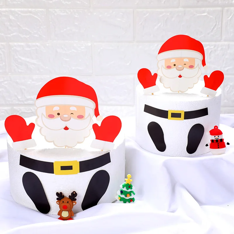 Флаги для торта милый Санта Клаус выпечки тортов Рождественское украшение