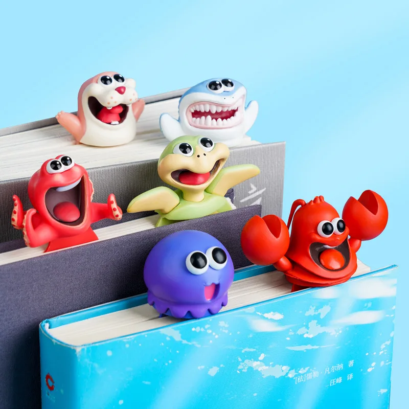 3D стерео Закладка милые Мультяшные животные маркеры Kawaii Медуза Лобстер страниц
