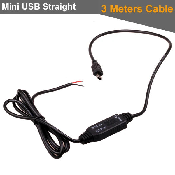 DC 12 В до 5 В инвертор конвертер микро мини USB жесткий проводной автомобильное зарядное устройство для gps телефона DVR рекордер камера 1/3 м - Название цвета: Mini USB Straight 3M