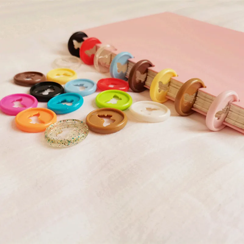 

100PCS 26MM butterfly hole plastic loose-leaf binding buckle mushroom hole foldable disc buckle binding ring