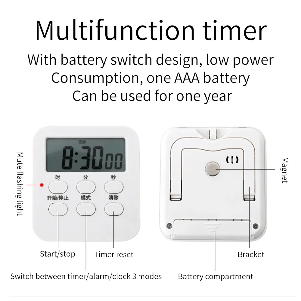 Мини цифровой ЖК дисплей кухонный таймер квадратный обратный отсчет