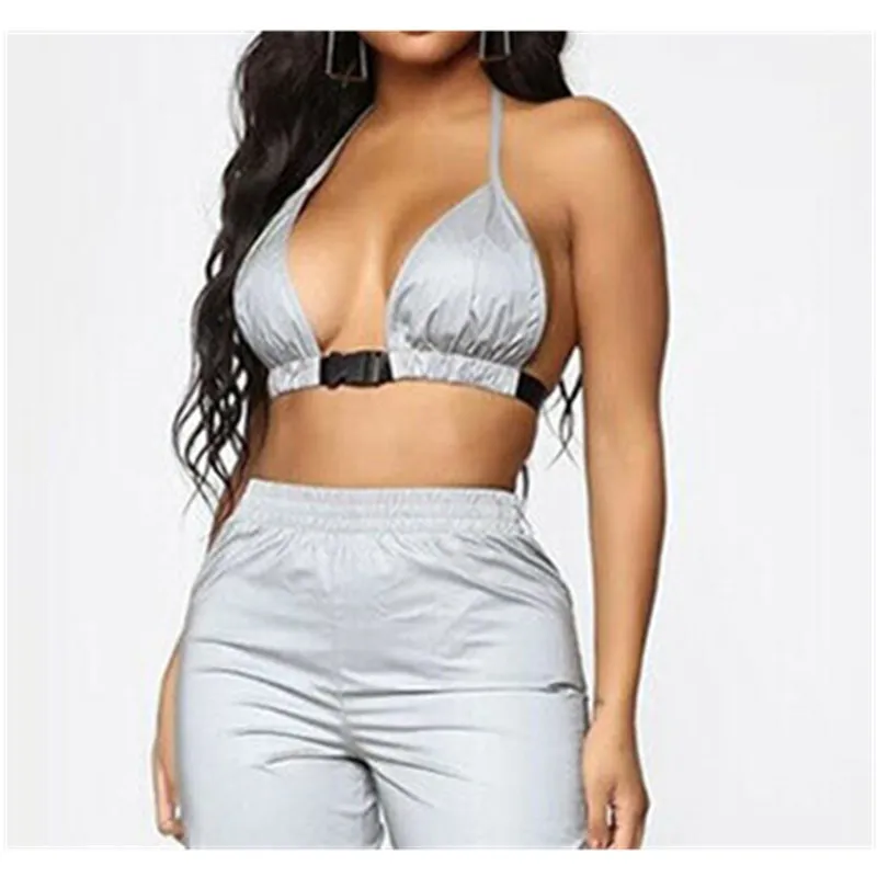 Модный Топ для женщин и девушек светоотражающий уличная одежда Party Bralette нижнее