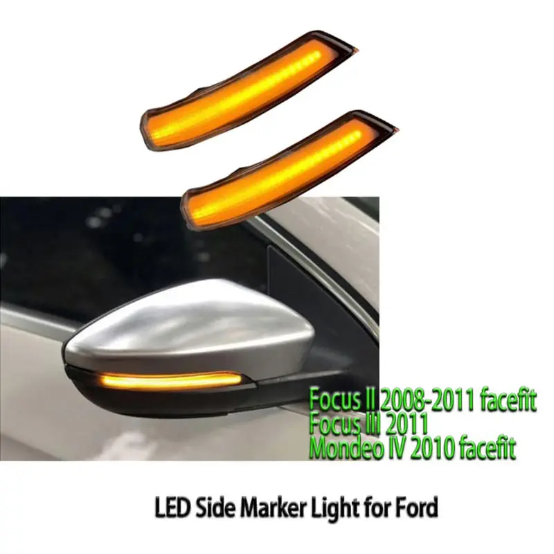 2Pcs Flowing LED Turn Signal Light Side Wing Rearview Mirror Dynamic Indicator Blinker for Ford Focus Mondeo | Автомобили и