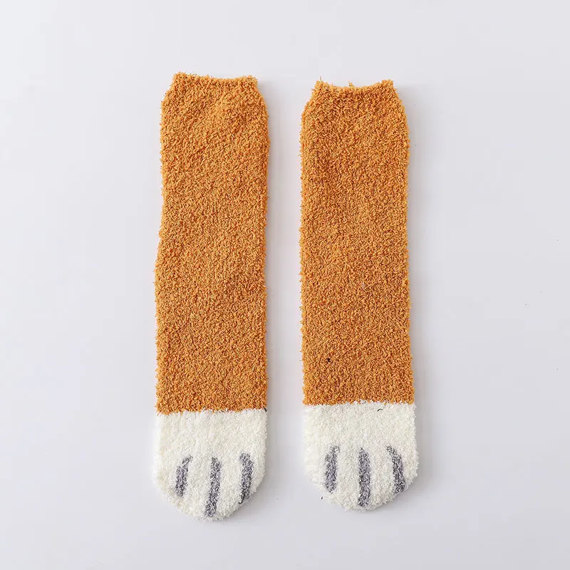 Коралловые бархатные носки зимние утепленные модные милые когти с креативной