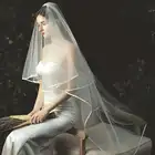 Фата свадебная двухслойная с гребнем, мягкая Тюлевая, для невесты, свадебные аксессуары для волос, Белыйцвет слоновой кости, 120 см