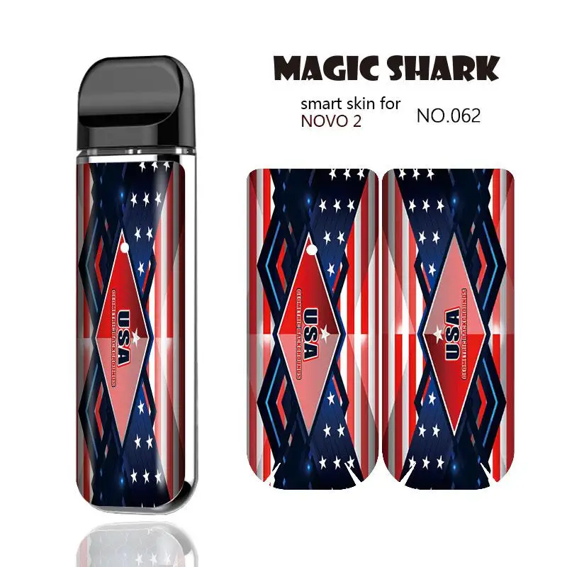 Магическая Акула 2.5D Флаг США Skul звезды Капитан Америка Тай Чи Vape стикер чехол пленка Обложка для Smok Novo 2 - Цвет: 062