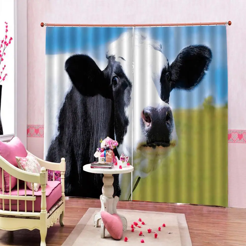 

Drapes Cortinas Luxury Blackout 3D Window Curtains For Living Room Bedroom cow curtains