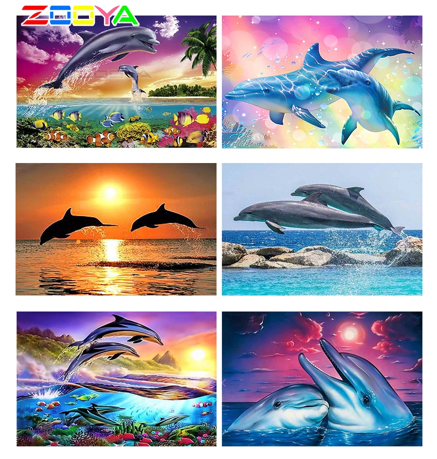 Алмазная вышивка ZOOYA 5D алмазная живопись сделай сам животное дельфин морская