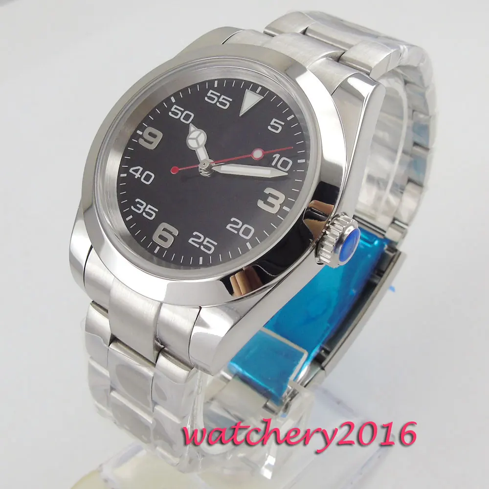 40 мм черный циферблат сапфировое стекло полированные светящиеся отметки Miyota 8215