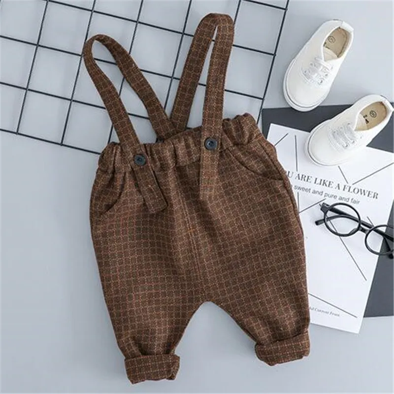 

Gentleman Boys Clothes Sets Kids Strap Pants and Shirt Print Long Sleeve Autumn Winter 2019 Little Boy Clothing for Children