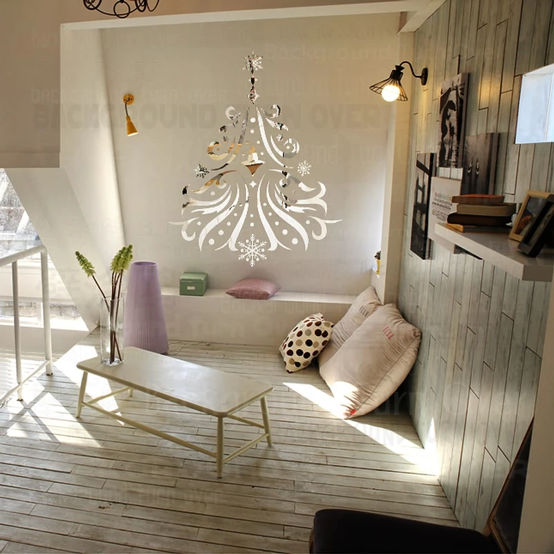 Зеркальные настенные наклейки украшение комнаты для дома Рождество 2019 новый год
