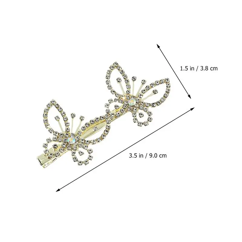 

2pcs Women Stylish Rhinestone Butterflies Hairpins Hair Clips Hair Accessories
