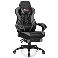 gymax gaming chair adjustable swivel office computer desk chair wfootrest grey hw67570hs
