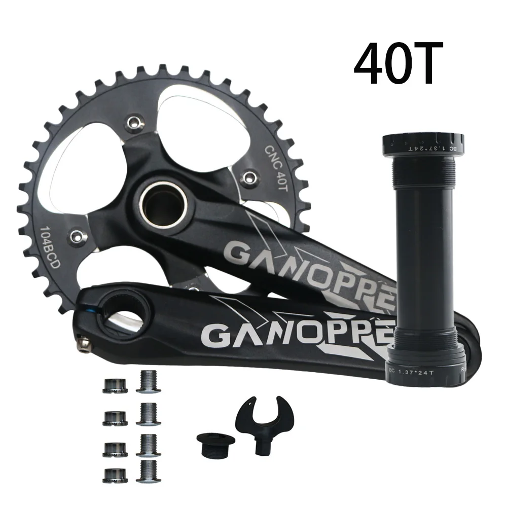 175 мм Fatbike Fat bike crank набор 100 мм BB 104BCD коленчатая цепь 30T 32T 36T 38T 40T 42T 104 мм BCD односкоростная цепь - Цвет: 40T black crankset